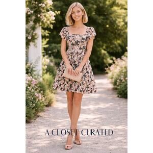 Maison Amory Mini Dress Small Black Pink NEW